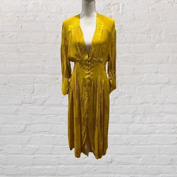 Bershka Floral Woven Over Jacket, Size M-L and Matching Pants, Size M in Yellow​ - Picture 3 of 16